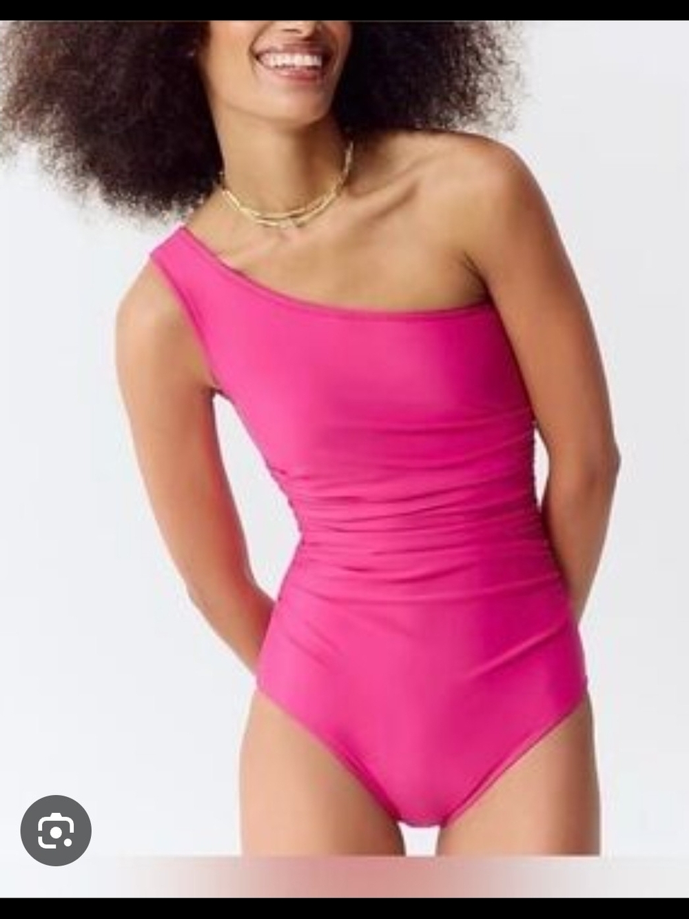 Jcrew Sleek ruched one-shoulder one-piece swimsuit Hot Pink Swimsuit